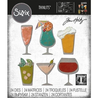 Tim Holtz ''HAPPY HOUR'' Cocktail Martini Sizzix Thinlits Cutting Dies MSRP $29