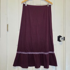 Vtg Maxi Skirt Plum Crochet Inset Witchy Cottagecore Boho Prairie Whimsy 14