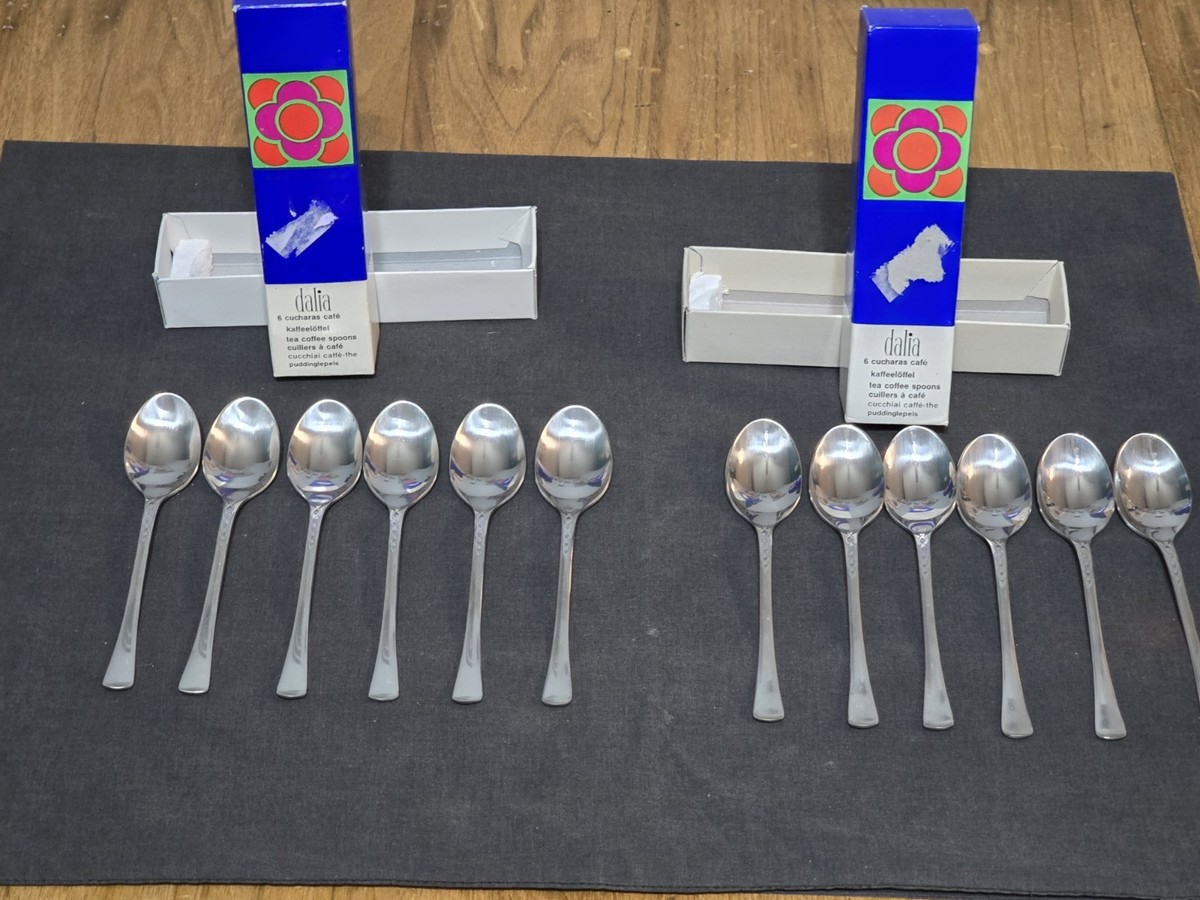 2) Vtg Tischfein 18/8 SS Dalia Set Of 6 Tea Or Coffee Curachas