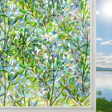  Stained Glass Window Film Decorative Window Privacy 11.8 x 39.3 inches Foliage
