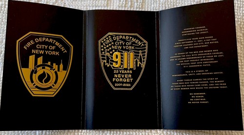 FDNY-911 -25 Years Patch IN Booklet "Never Forget 2001-2026"Gold Lettering