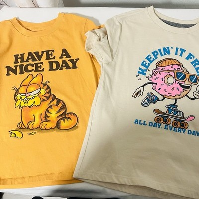 Old Navy Boys Small (6-7) Bundle (2) Graphic Short Sleeve Tees  Have a Nice Day 