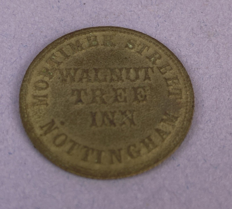 Nottingham Pub Trade Token Walnut Tree Inn Mortimer Street  1 + 1/2d
