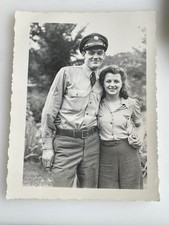 WWII Era Photo Affectionate Uniformed Serviceman in Army Uniform  His Girl