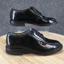 Bates Shoes Mens 9 D High Gloss Duty Plain Toe Oxford Black Faux Leather Lace Up