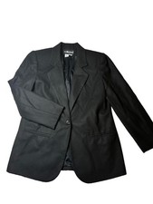 Sag Harbor Woman Blazer Jacket 6 Black 100 Pure Wool Single Button Lined VTG