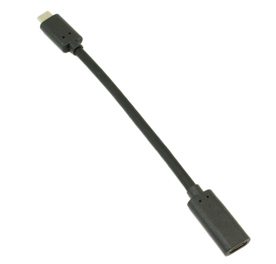 6inch USB 3.2 Gen 2 Type-C Male to Female EXTENSION Cable  10 Gbps Black - Image 2 of 3