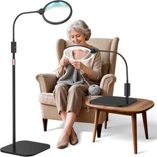 Magnifying Glass With Light And Stand, 10X Large 7'' Magnifying Glass