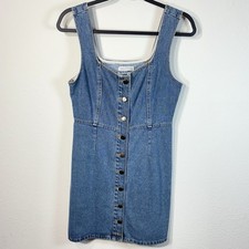 Urban Outfitters Blue Denim Overall DressSquare Neck Button-Down Size 6