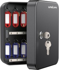 20 Position Key Cabinet with Key Lock Wall Mounted Black Security Storage Box