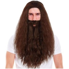 Brown Beard Wig Wizard Long Fluffy Beard Wig for Men Anime Halloween Cosplay ...