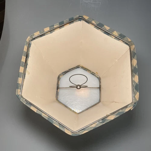 Vintage Lamp Shade Blue White Gingham Clip On Cottage Farmhouse Prim 10.25W 7.5H - Picture 11 of 22
