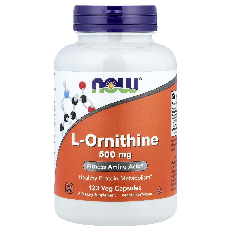 Now Foods L-Ornithine 500 mg 120 Veg Capsules , Vegan,
