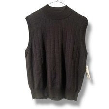 NWT Vintage Harve Benard Dark Brown Mock Neck Knit Sweater Vest Women  s Size XL