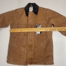 Vintage Carhartt YYC26 BRN Brown Canvas Jacket Youth Size L 10/12 Quilted Chore