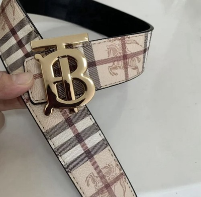 #ad Burberry Men#x27;s Leather Belt with Gold Buckle 110cm Size 33 35 $150.00