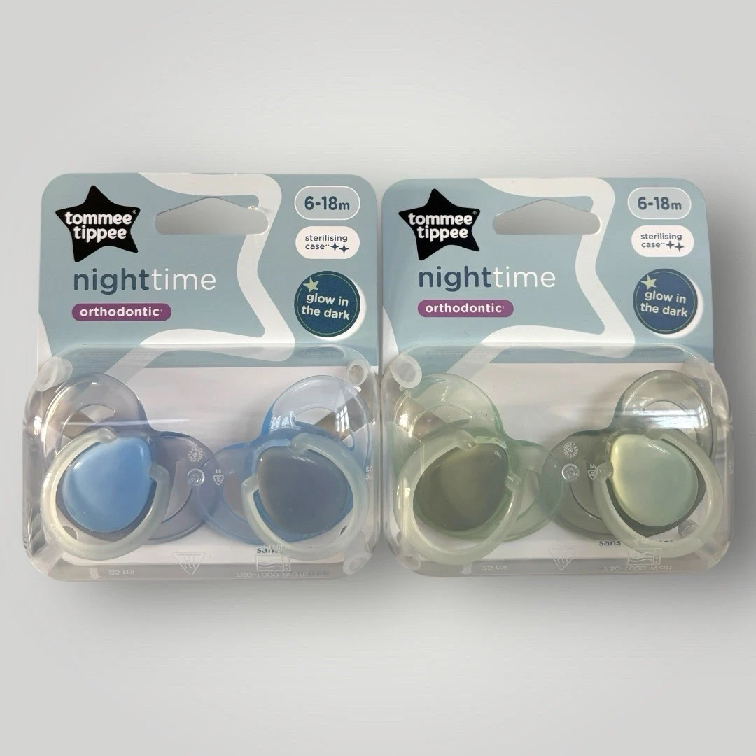 Tommee Tippee Night Time Soothers – 2 Pack Of 2 6-18 Months New Sealed