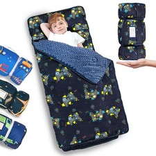 Thickened Toddler Nap Mat with Removable Pillow and Minky Blanket, Extra Larg...
