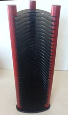 Vintage Atlantic CD Storage Tower Rack Black Shelves Red Wood Holds 30 Discs