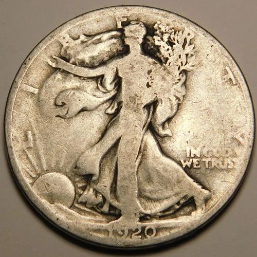 1920 P Walking Liberty Half Dollar 90% Silver G-VG "As Pictured-Not Cleaned"