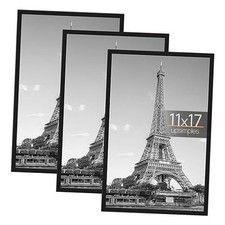 Picture Frame 3 Pack, Scratch-Proof 11 x 17 Poster Frames for 11x17 Black