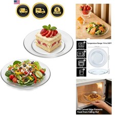 6 Pack Glass Plates, 7.5 in Clear Glass Plate for Salad Dessert, Lead-Free