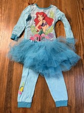 Disney Store The Little Mermaid Tutu Pajamas 3 Piece Set Size 4