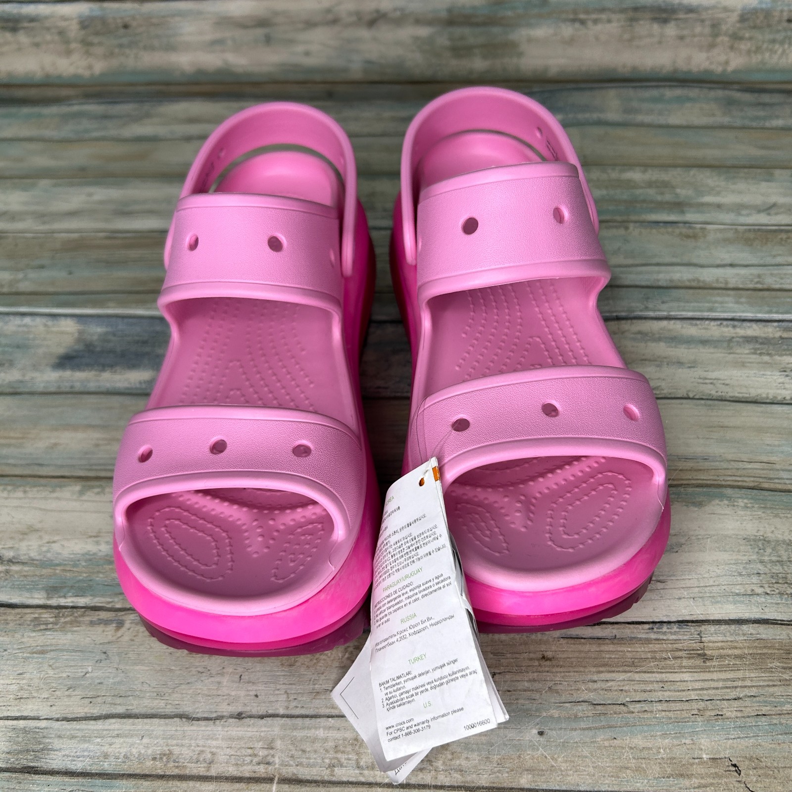 SAOLA Crocs Classic Mega Crush sandalo rosa opaco donna taglia 9 tacco alto suola spessa