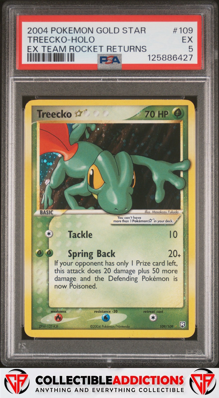 2004 Pokemon Ex Team Rocket Returns #109 Treecko Gold Star  PSA 5