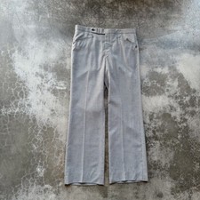 VTG 50  s Sansabelt Grey Black Houndstooth Wide Leg Flare Slacks Dress Pant 35x31