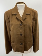 Talbots Vtg 100 Camel Hair Brown Collared Women's 14 Blazer Italy Boxy Old