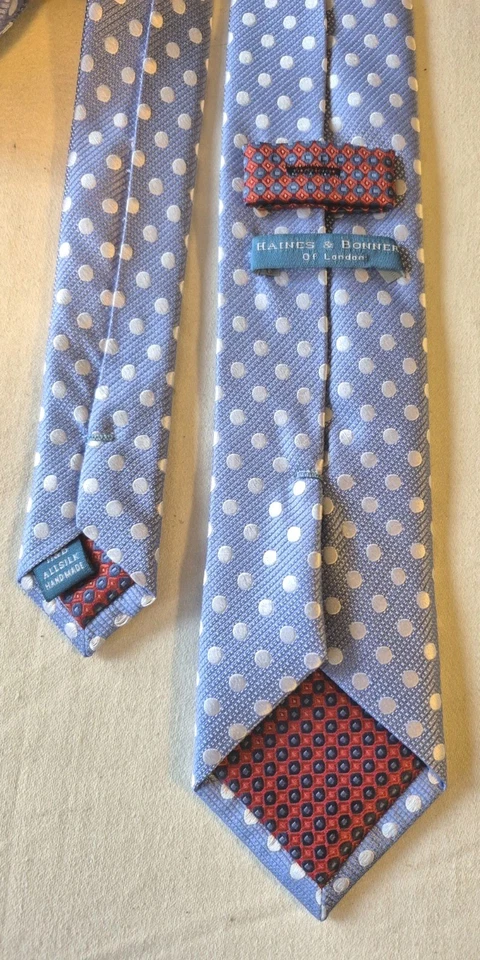 HAINES & BONNER of LONDON Hand Made Blue Men’s Silk Tie - Image 3 of 4