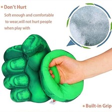 Kids Green Superhero Gloves Cosplay Costume Smash Hands Soft Hulk Plush Fists UK
