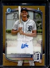 2025 Bowman Chrome Cris Rodriguez Auto Gold Refractor 1st Prospect #/50 Tigers