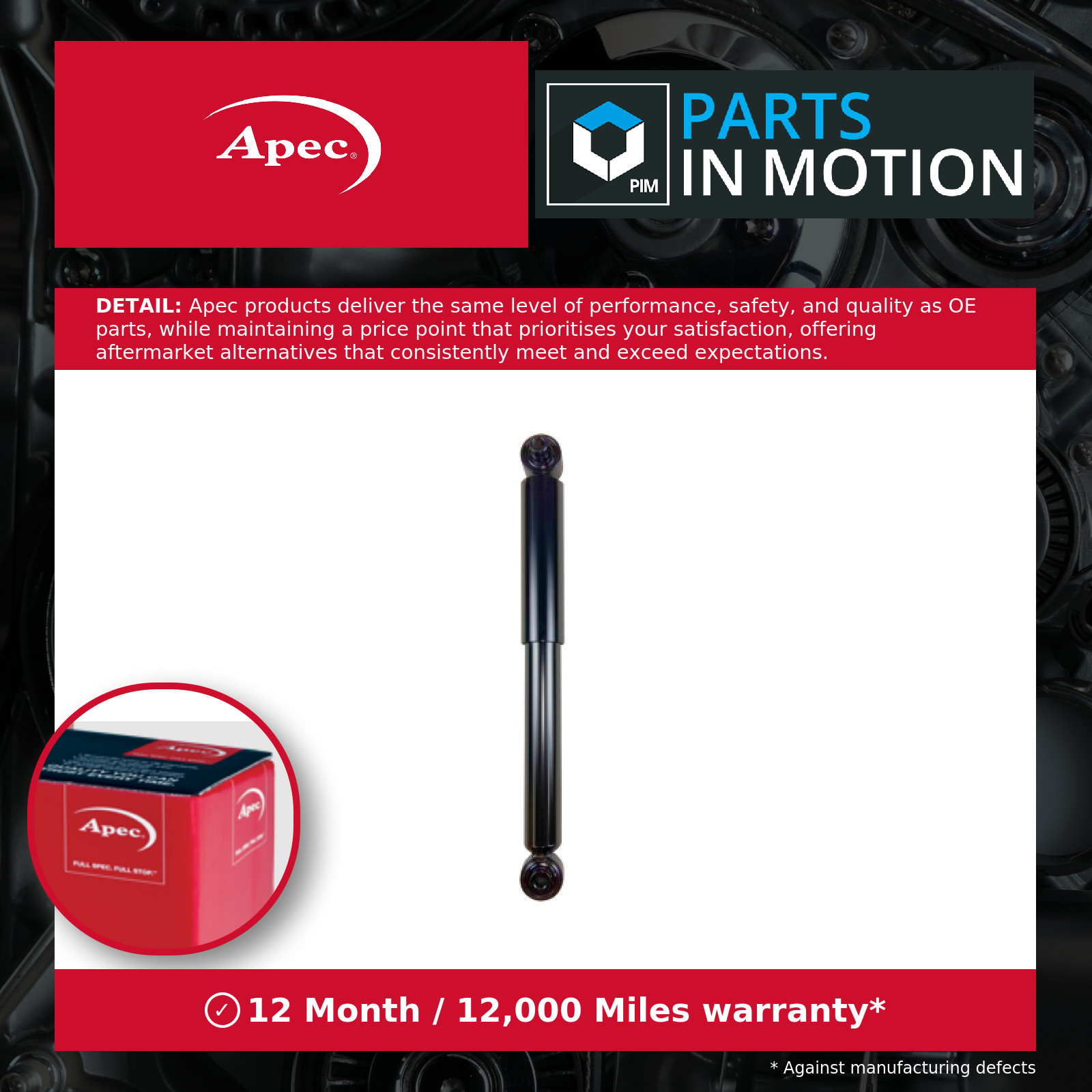 2x Shock Absorbers (Pair) Rear ASA1239 Apec Damper 1341063 1348869 1363150 New