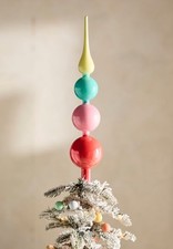 Anthropologie Colorful Glass Tree Topper Happy Days Bubble Red Pink Yellow New
