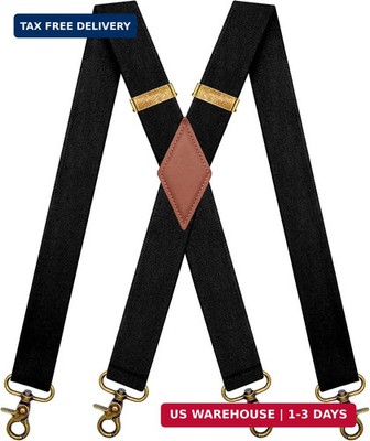 MENDENG Suspenders for Men Heavy Duty Swivel Hooks Retro X-Back Adjustable Brace