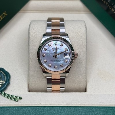 Rolex Datejust 31 NEW 2026 Mother of Pearl Diamond Two Tone Rose Gold Oyster