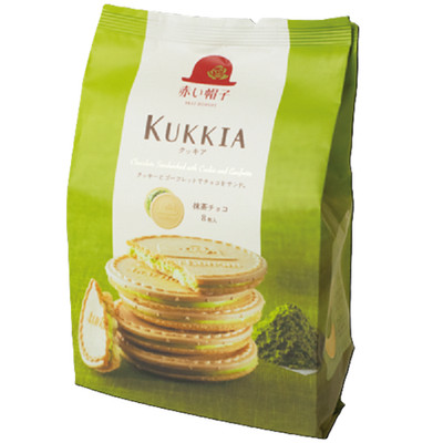 Japan Cookie Akai Bohshi Cooque Matcha Schokolade 8 Stück × 5 Beutel