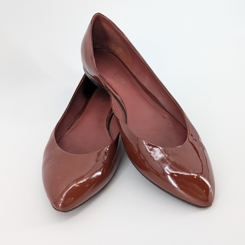 Bottega Veneta Patent Leather Pointed Toe D'Orsay Flats Made in Italy Size 38 thumbnail 2