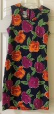 DW3 for David Warren Cotton Tropical Floral Print Sheath Dress Women's Sz 8