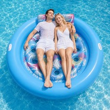 6.25 Ft Round Inflatable Lounger Float For Adults 2 Person Lake Pool Beach River