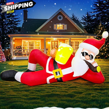 6FT Inflatable Lying Santa Claus Outdoor Decoration with LED
