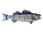 Vintage Fishing Bait Sign - Striped Bass Fish Porcelain Gas Pump Sign