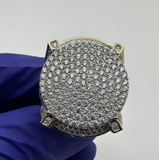 Real 925 Sterling Silver Men  s Hip Hop Iced Out Round CZ Ring 19.7g Size 11 A04