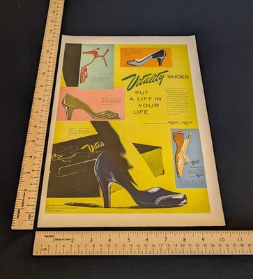 Vintage 1955 Vitality Shoes Color Print Ad Full Page Original Advertisement