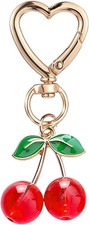 Cute Cherry Keychain, Kawaii Bag Charm, Purse Accessory, Gift for Women