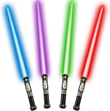 4 Pack Light Up Sword Saber With FX Sound On-Off Control  Full Handle 4 Colors