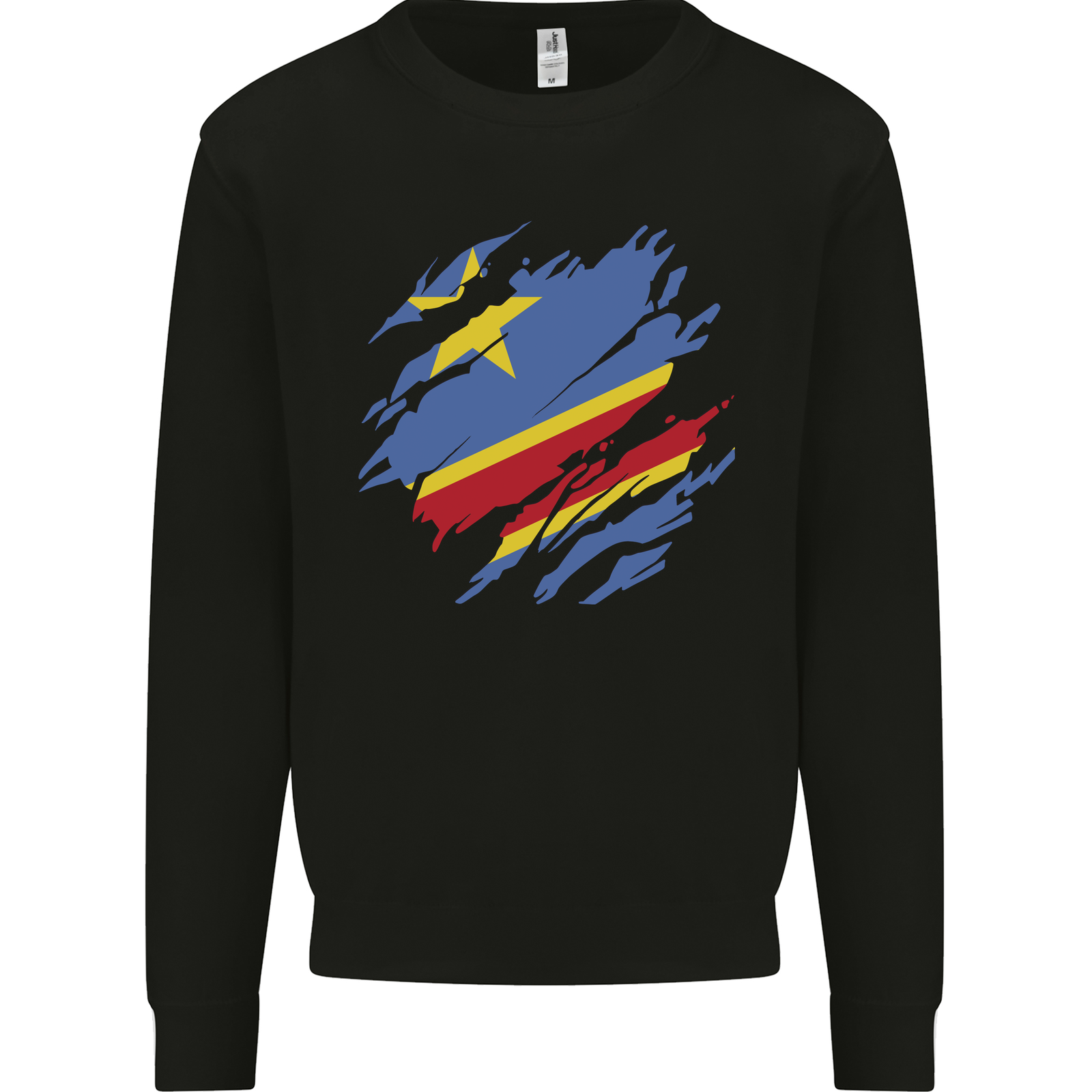 Torn DR Congo Flag Congolese Day Football Mens Sweatshirt Jumper