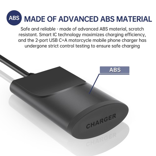 Motorcycle Handlebar USB Charger Adapter PD QC3.0 USB A + Type C Fast Charger - Picture 13 of 22